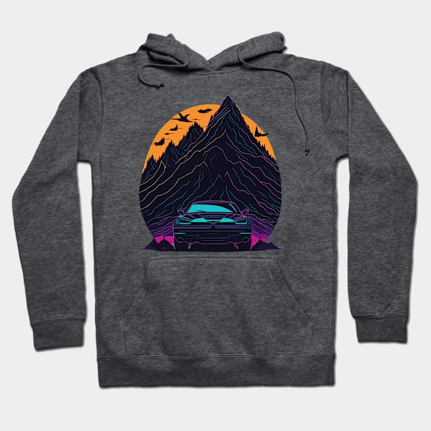 neon car Hoodie by DesignVerseAlchemy